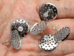 Пуссеты (&quot;гвоздики&quot;) №080 с сеттингом-ситечком 14мм 14*14*14мм цвет платины (Brass) (1 пара)