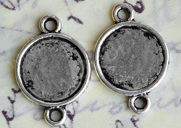 (СКИДКИ!!!) 188 Коннектор-сеттинг двусторонний Круг (сеттинг 10мм) 18*12,3*1,5мм античное серебро (литьё)(10шт)