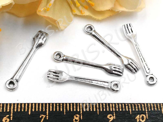 (СКИДКИ!!!) Подвеска Вилка 01 3D 24,5*4,3*1,7мм античное серебро (литьё) (10шт.)