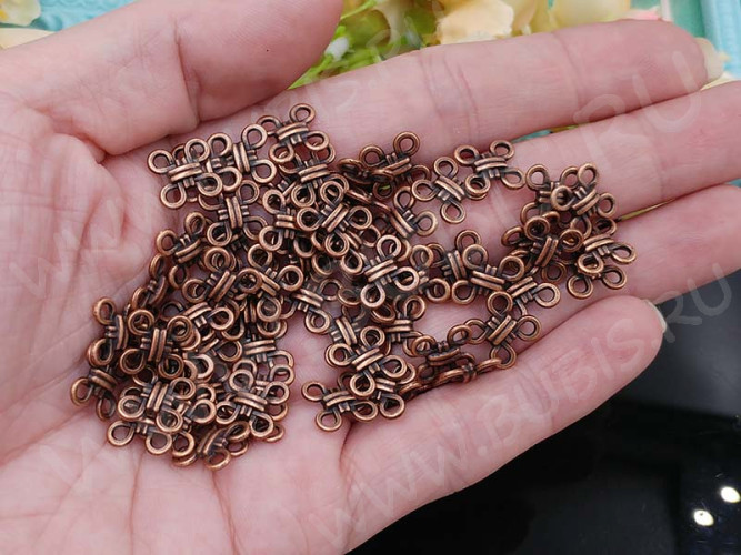 (СКИДКИ!!!) 001 Коннектор Узел двусторонний 10*10*3мм античная медь (литьё) (10шт.)