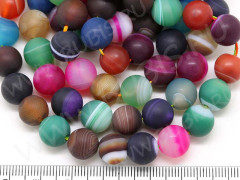 (ОПТ) Бусина округлая МАТОВАЯ 10мм Агат Мадагаскарский МИКС (камни) (НИТЬ)
