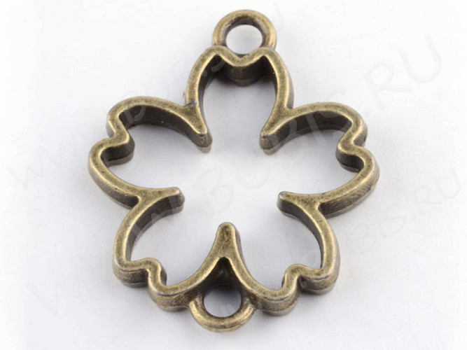 Подвеска Рамка 24 Цветочек Коннектор 29*24*3,5мм античная бронза (литьё)