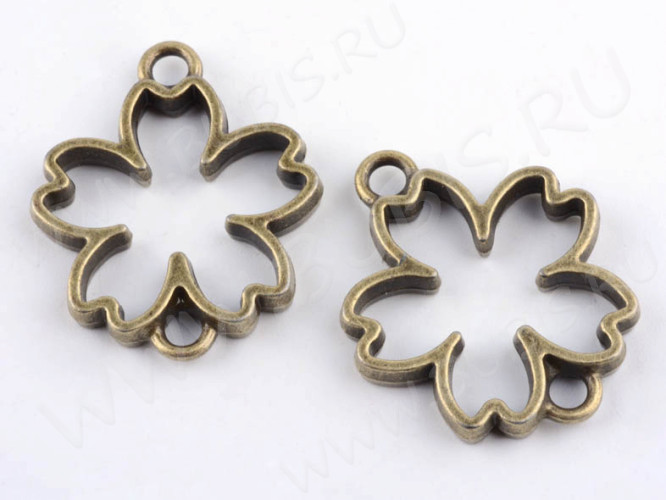 Подвеска Рамка 24 Цветочек Коннектор 29*24*3,5мм античная бронза (литьё)
