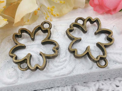 Подвеска Рамка 24 Цветочек Коннектор 29*24*3,5мм античная бронза (литьё)