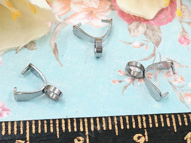 Держатель кулона 079 классический 9*4,5*2,5мм цвет платины (Хирургическая сталь)