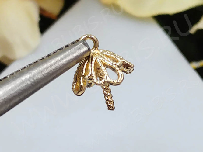 Держатель кулона 086 шапочка с винтовым штырьком 11*8*8мм светлое золото Real Gold Plated (LUX Китай) (Brass)