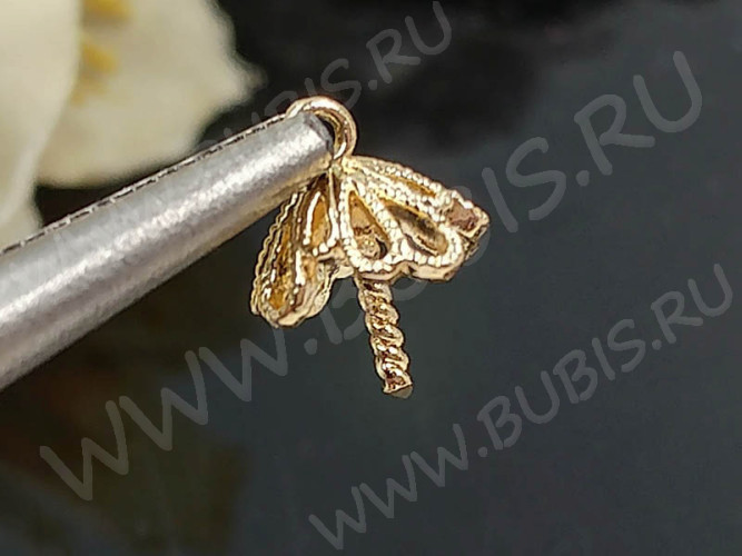 Держатель кулона 086 шапочка с винтовым штырьком 11*8*8мм светлое золото Real Gold Plated (LUX Китай) (Brass)