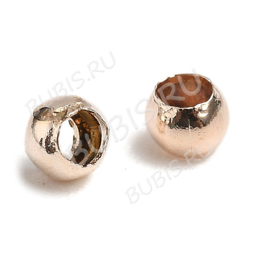 Зажимные бусины 02 округлые 2*2*1,2мм светлое розовое золото (Brass) (2г. ок.150шт.)