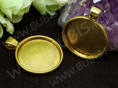 Подвеска-сеттинг Круг 14 с сеттингом 25мм 36,5*28,5*2,8мм античное золото (литье)