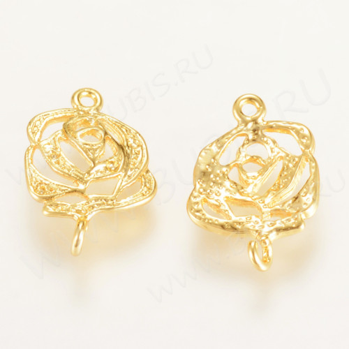 371 Коннектор Цветочек позолоченный 14*11*2,5мм золотистый (Milano LUX) (Brass и позолота)