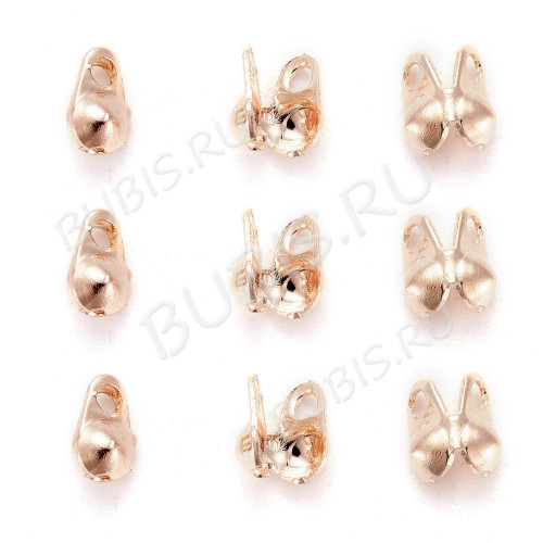 Зажимы №37-RG Калотты Концевики 4*2мм розовое золото (Iron) (100шт)