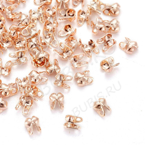 Зажимы №37-RG Калотты Концевики 4*2мм розовое золото (Iron) (100шт)