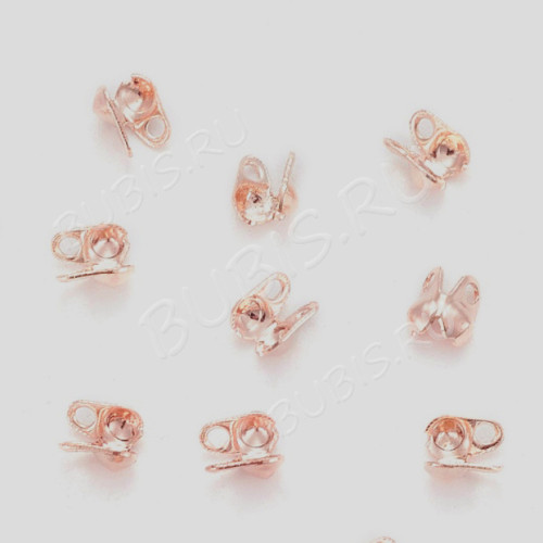 Зажимы №37-RG Калотты Концевики 4*2мм розовое золото (Iron) (100шт)