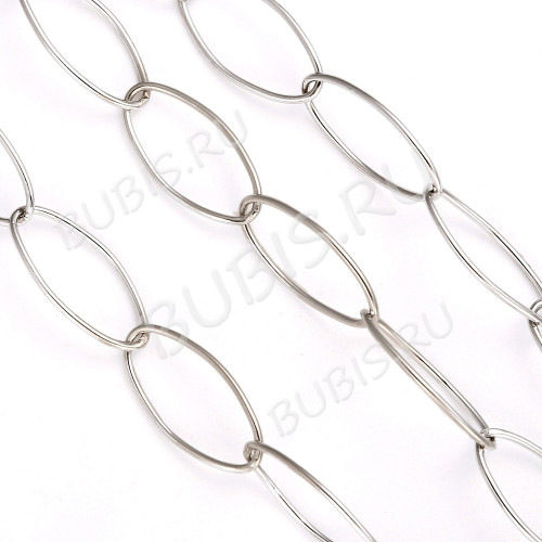 Цепочка S66 Овальная крупная 20*10*1мм цвет платины (Хирургическая сталь) (50см)