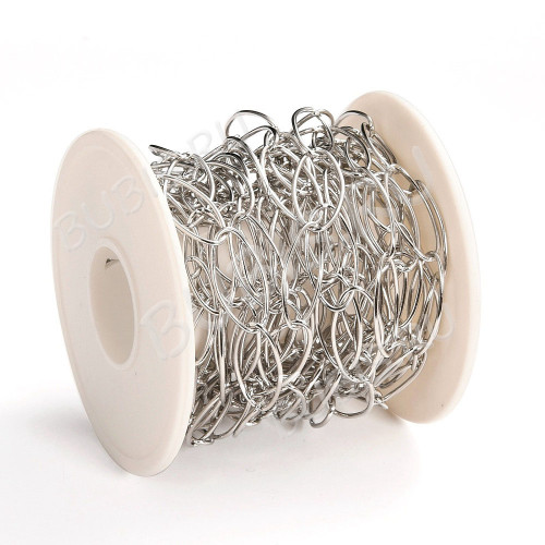 Цепочка S66 Овальная крупная 20*10*1мм цвет платины (Хирургическая сталь) (50см)