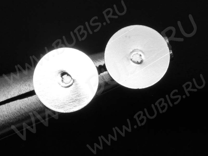 Пуссеты ("гвоздики") №014 с платформой 10мм 12*0,7мм серебристые (Iron) (1 пара)