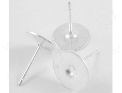 Пуссеты ("гвоздики") №014 с платформой 10мм 12*0,7мм серебристые (Iron) (1 пара)