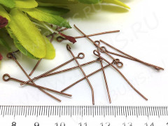 (СКИДКИ!!!) Штифт с петлёй 35*0,7мм античная медь (Iron) (50шт.)