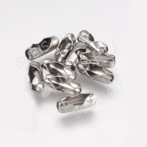 Замочек Фиксатор для шариковой цепочки 08 ювелирная сталь (для цепочки 4-5мм) 13*6*5мм цвет платины (Хирургическая сталь) 