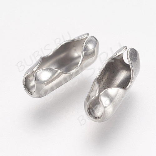 Замочек Фиксатор для шариковой цепочки 08 ювелирная сталь (для цепочки 4-5мм) 13*6*5мм цвет платины (Хирургическая сталь) 