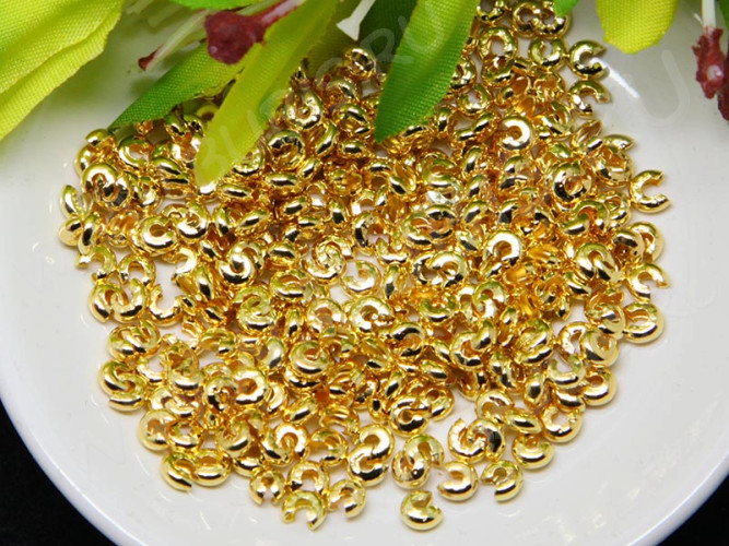 Обжимная бусина 09 маскировочная разъёмная покрывная 3*2мм золотистая (Iron) (20шт.)