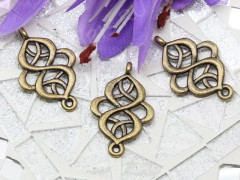 124 Коннектор двусторонний ажурный 27*17,5*1,5мм античная бронза (литьё)