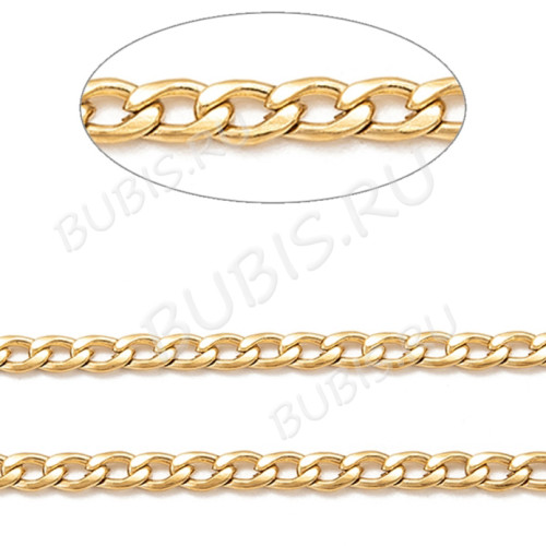 Панцирная цепочка бордюрная 4,5 мм золотистая — хирургическая сталь (50 см)