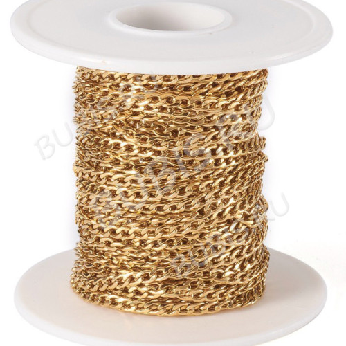 Панцирная цепочка бордюрная 4,5 мм золотистая — хирургическая сталь (50 см)