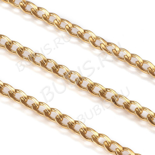 Панцирная цепочка бордюрная 4,5 мм золотистая — хирургическая сталь (50 см)