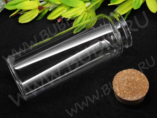 Бутылочка 55 с пробкой огромная 125*47*47мм прозрачная (стекло)