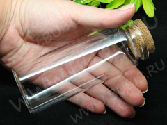 Бутылочка 55 с пробкой огромная 125*47*47мм прозрачная (стекло)