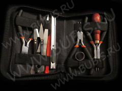 Комплект инструментов 02 набор в &quot;кожаном&quot; органайзере 12 предметов 15,5*11*2,8см чёрный (инструменты для бижутерии)