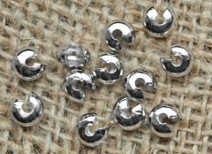 Обжимная бусина 04 разъёмная покрывная 3*2мм цвет платины (Brass) (20шт)