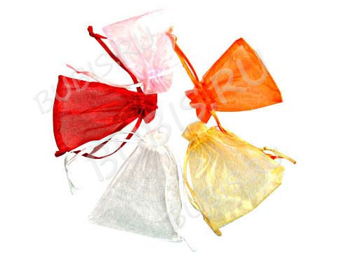 (СКИДКИ!!!) Мешочек органза 14 180*130мм МИКС без рисунка (упаковка для украшений) (5шт.)