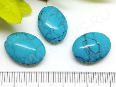 Бусина каменная Овал 44 18*13*6мм Бирюза голубая пресс. (камни)