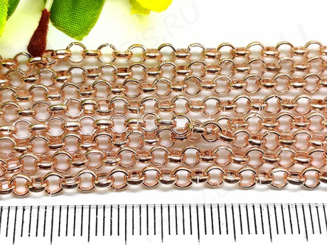 Цепочка I116 Роло "Rolo" округлое звено 3,5*3,5мм св.розовое золото (Iron) (50см)