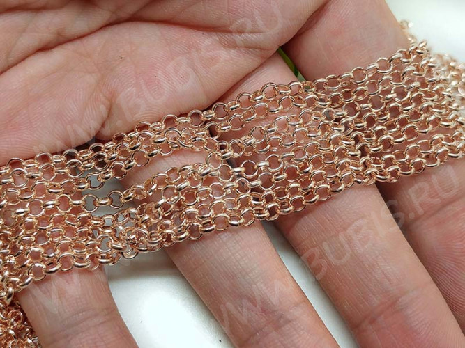 Цепочка I116 Роло "Rolo" округлое звено 3,5*3,5мм св.розовое золото (Iron) (50см)