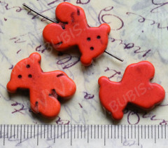 Бусина каменная Мишка 01 Бирюза 19,5*15*4мм рыжий (камни)