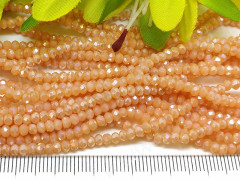 Бусина кристалл гранёный абакус 3*3*2мм кремовый с АВ непрозрачный (имитация Сваровски) (50шт.)