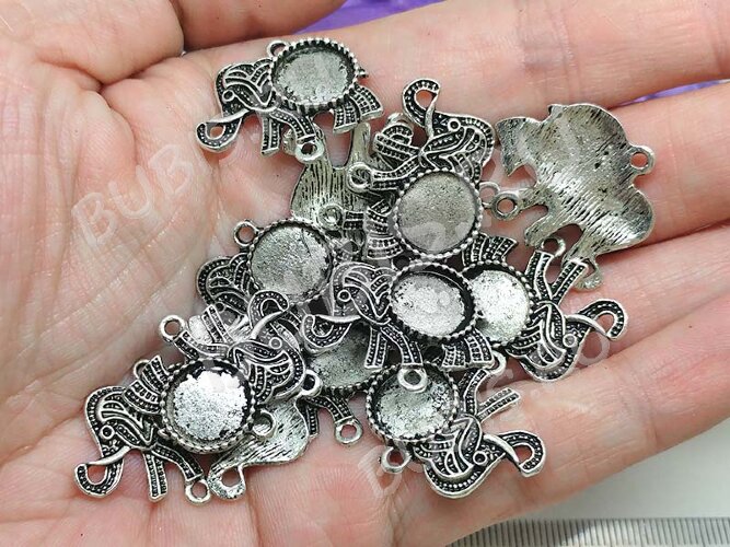 287 Коннектор-сеттинг Слоник (сеттинг круг 10мм) 23,5*20*2мм античное серебро (литьё)