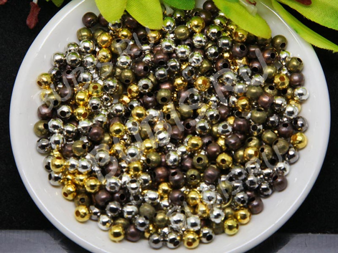 (СКИДКИ!!!) Шарик металлический 3мм МИКС всех цветов (Brass) (100шт)