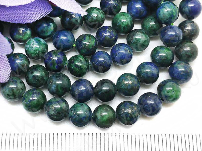 (ОПТ) Бусина округлая 6мм Азурмалахит натуральный (камни) (НИТЬ)