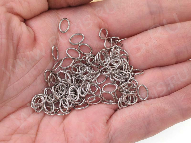 Колечки овальные закрытые разъёмные 7*5мм цвет платины (Iron) (20шт.)