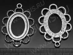 Подвеска-сеттинг Овал 24 (сеттинг 18*13мм) 31,5*22,5*2,1мм античное серебро (литьё)