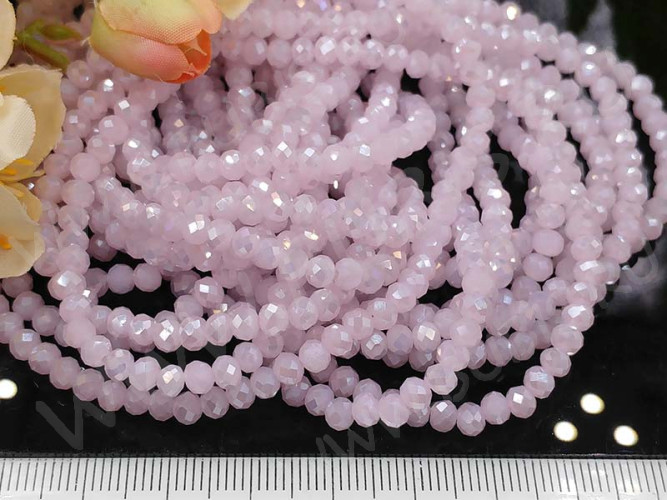 Бусина кристалл гранёный абакус 4,3*4*3,5мм св.розовый с глянцем  полупрозрачный (имитация Сваровски) (20шт.)