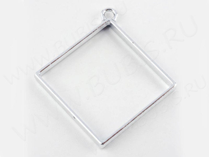 Подвеска Рамка 06 Ромб 48*44*3,6мм цвет платины (литьё)