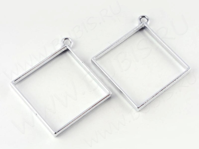 Подвеска Рамка 06 Ромб 48*44*3,6мм цвет платины (литьё)