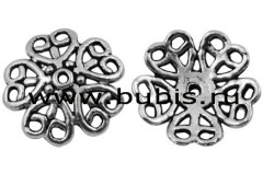 010 Шапочка большая Цветочек 06 18*4мм античное серебро (литьё)