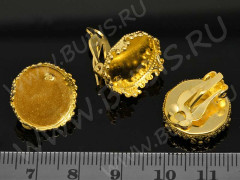 Основы для клипс №16 с сеттингом 15мм 16,5*16,5*11мм золотистые (Brass) (1 пара)