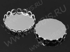 Подвеска-сеттинг Круг 08 коннектор (сеттинг 20мм) 21*21*3мм цвет платины (Brass)